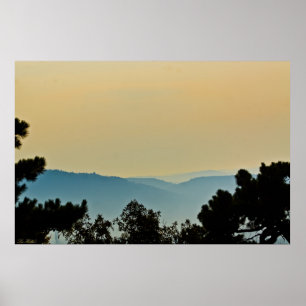 Monts Foggy Surreal Lemon Sunrise Poster