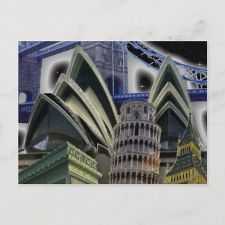 Monuments Collage par carte postale de nuit