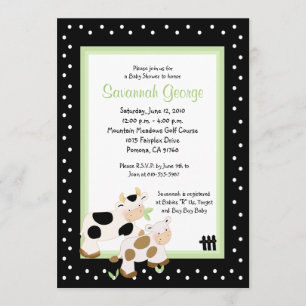 Moo Cow Farm Barnyard Baby Shower Invitations 5x7