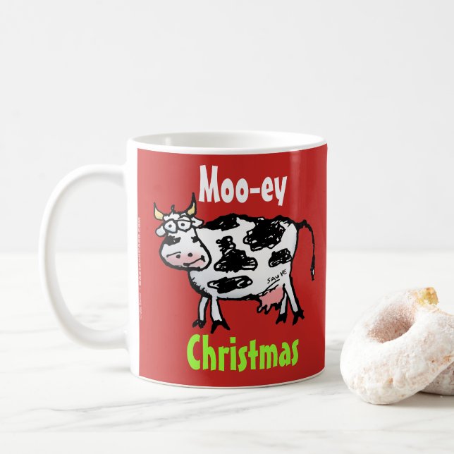Moo-ey Noël Funny Cow Mug (Avec donut)