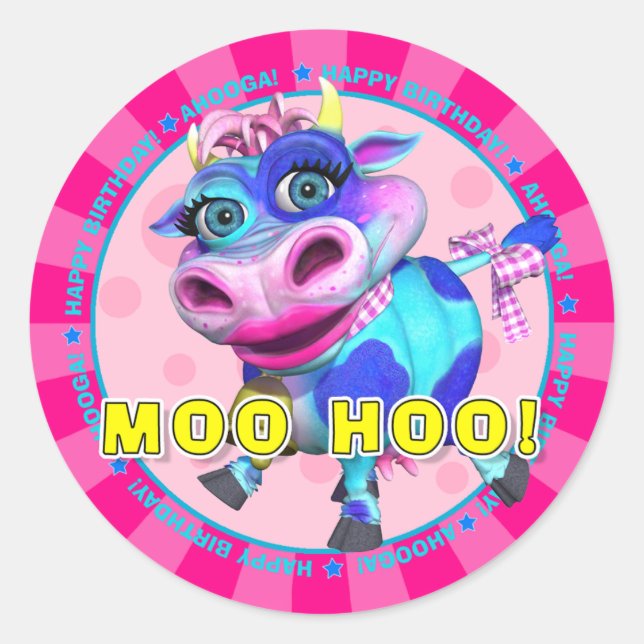 MOO HOO! Birthday Stickers with Kissy Moo (Devant)