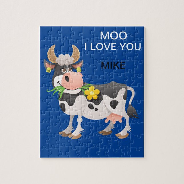 "MOO" JE T'AIME VOIR PUZZLE PERSONNALISÉ. (Vertical)