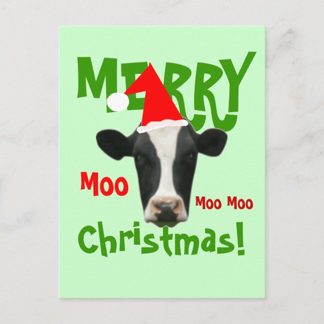 Moo Moo Moo Joyeux Noël Vache Carte postale (Devant)