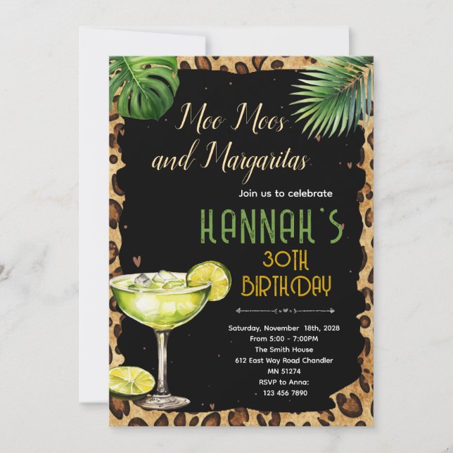 Moo Moos and Margaritas party Invitation (Devant)