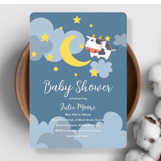Moo Over the Moon Baby shower Invitation (Créateur téléchargé)