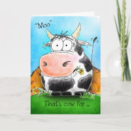 Moo Signifie Bonne Carte De Vache Cartoon Annivers