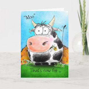 Moo Signifie Bonne Carte De Vache Cartoon Annivers