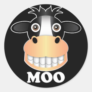 Moo - Sticker rond classique, brillant