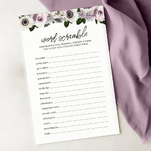 Moody Anemone et Purple Floral Word Scramble Jeu