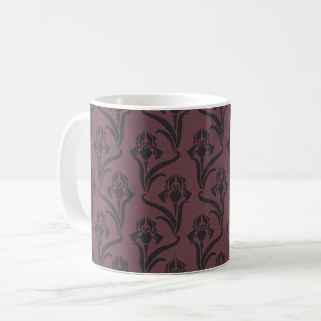 Moody Art Nouveau Irises Café Mug (Devant gauche)