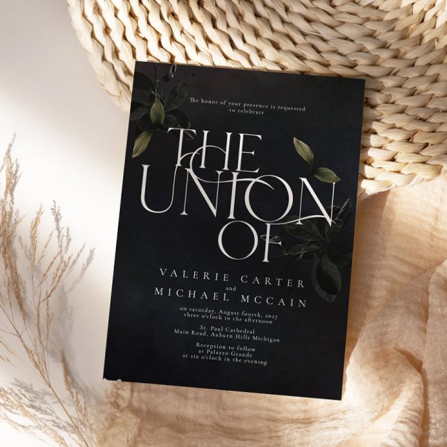 Moody Black Botanical Invitations (Créateur téléchargé)