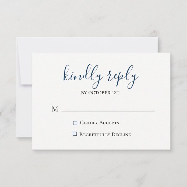 Moody Blue Metallic Wedding Carte RSVP (Devant)