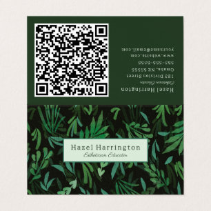 Moody Botanical QR Code Carte de visite plié