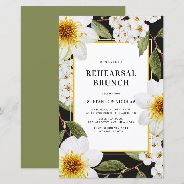 Moody Botanical Rehearal Brunch Invitation (Devant / Derrière)