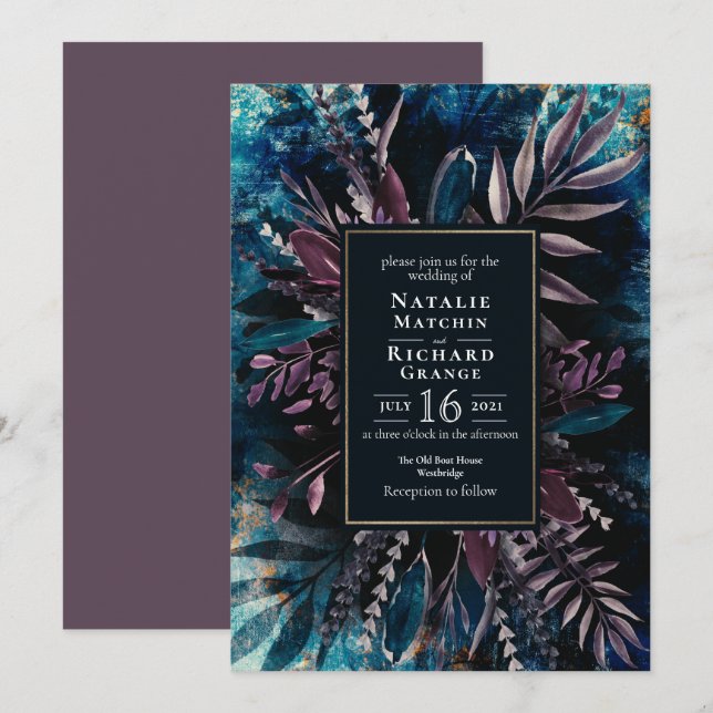 Moody Bouquet faire-part de mariage botanique (Devant / Derrière)