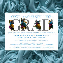 MOODY ELEGANT FLORAL GRADUY INVITATION PARTI