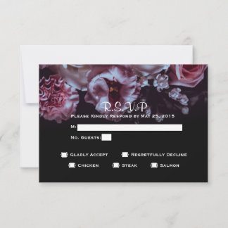 Moody Floral & Noir Mariage RSVP Diner Choix