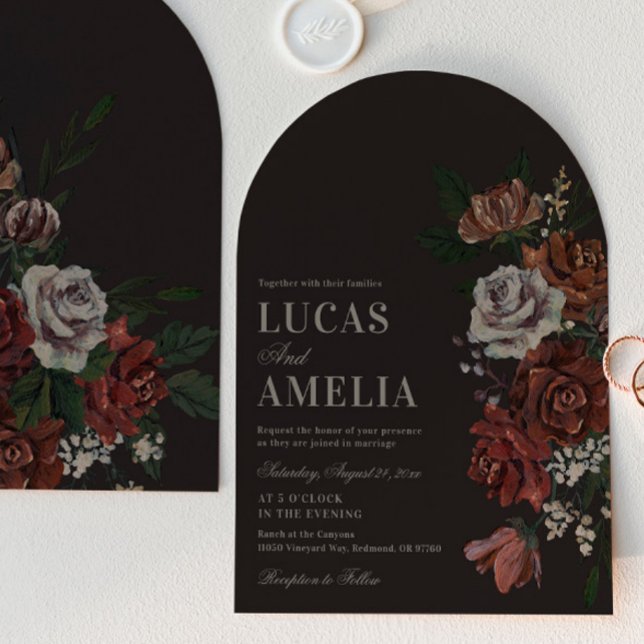 Moody Florals Arch Wedding Invitation (Créateur téléchargé)