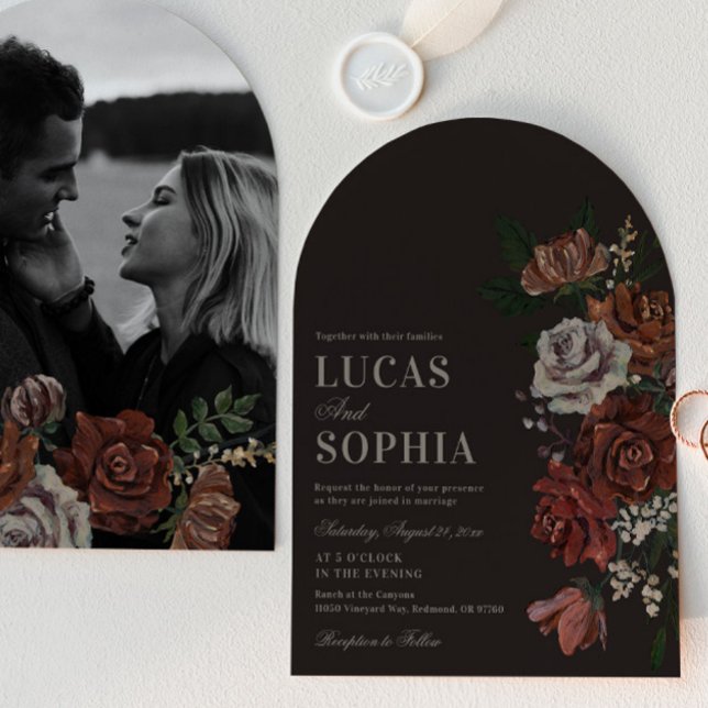 Moody Florals Arch Wedding Invitation (Créateur téléchargé)