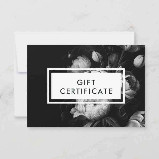 Moody Flowers Certificat cadeau noir et blanc (Devant)