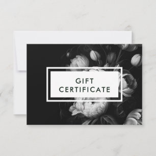 Moody Flowers Certificat cadeau noir et blanc
