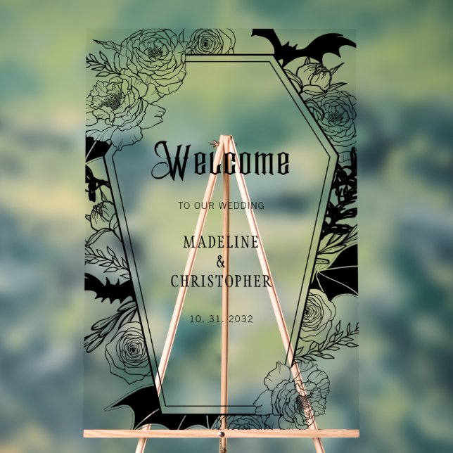 Moody Gothic Floral Mariage Affiche de bienvenue (Neutre)