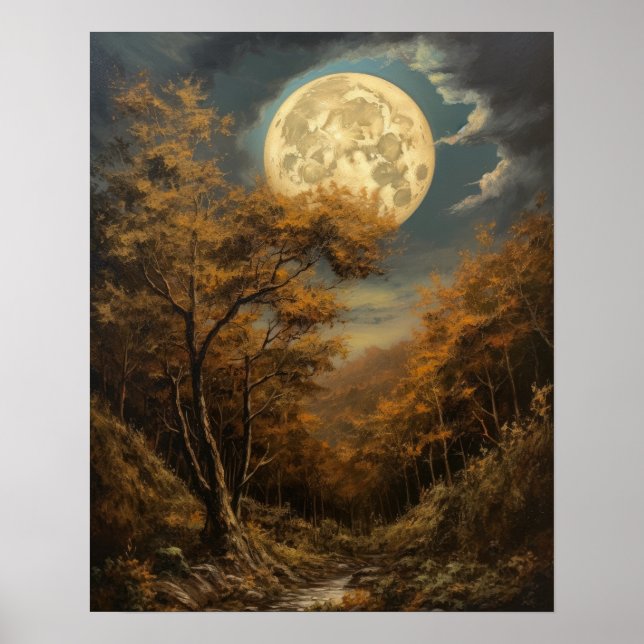 Moody Gothic Moon Art Imprimer Poster (Devant)