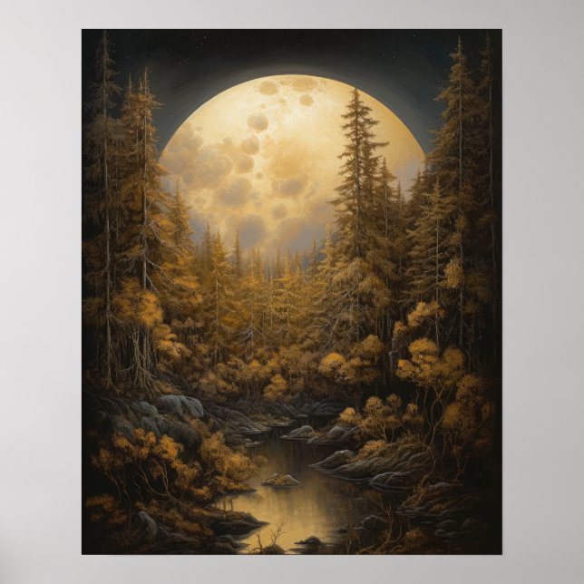 Moody Gothic Moon Art Imprimer Poster (Devant)