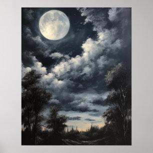 Moody Gothic Moon Art Imprimer Poster