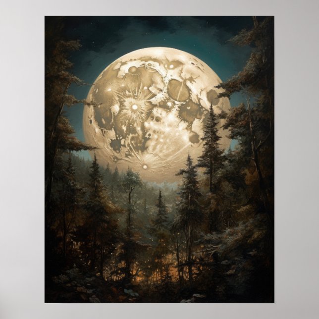 Moody Gothic Moon Art Imprimer Poster (Devant)