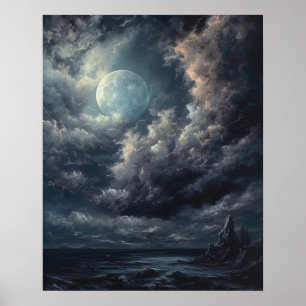 Moody Gothic Moon Art Imprimer Poster