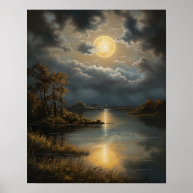 Moody Gothic Moon Art Imprimer Poster (Devant)