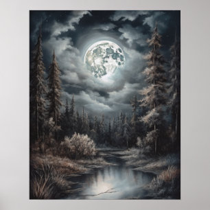 Moody Gothic Moon Art Imprimer Poster