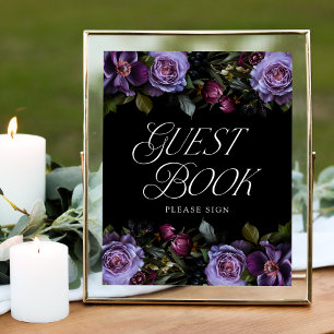 Moody Gothique Purple Floral Mariage Livre d'or