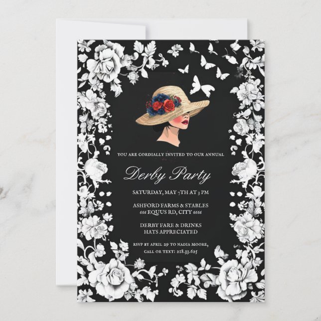Moody High-Fashion Kentucky Derby Invitation | Bla (Devant)