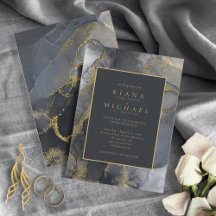 Moody Ink Charcoal Gold Abstrait ID988