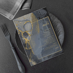 Moody Ink Charcoal Gold Abstrait Menu ID988