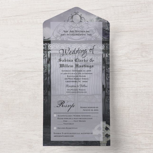 Moody Médiéval tout en un mariage Invitation RSVP (À l'intérieur)