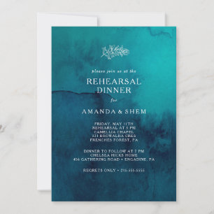 Moody Ocean Watercolor Reply Dinner Invitation