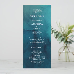 Moody Ocean Watercolor Wedding Programme