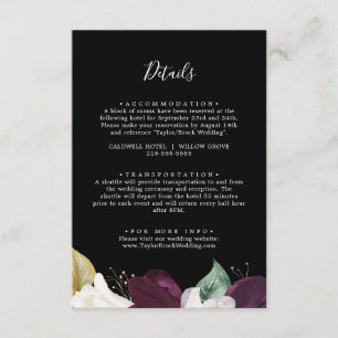 Moody Purple Black Détails Mariage Carte de boîtie