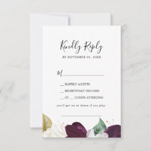 Moody Purple Blooms Demande de chanson Carte RSVP