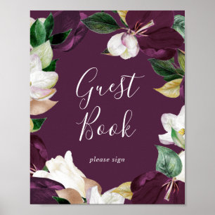 Moody Purple Blooms   Panneau du livre d'or Plum