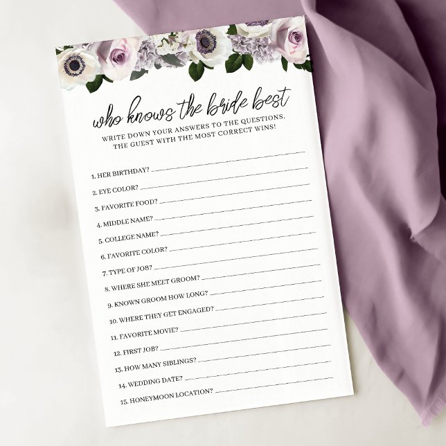 Moody Purple Floral Qui Connaît La Mariée Meilleur (Créateur téléchargé)