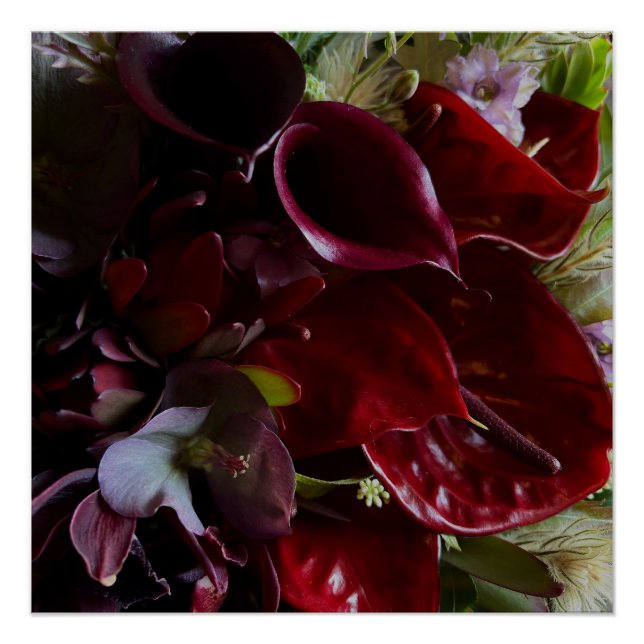 Moody Red Floral Poster Art (Devant)