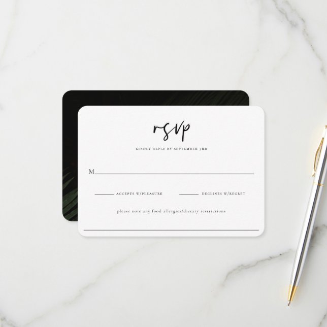 Moody Tropics Wedding Carte RSVP (Devant/Arrière en situation)
