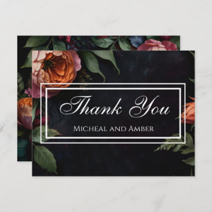 Moody vintage Élégant Carte de remerciements flora