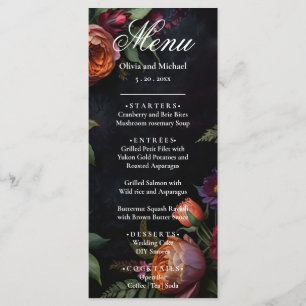 Moody vintage Elegant menu mariage floral