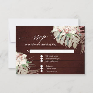 Moody White Orchid Tropical Floral Bourgogne RSVP