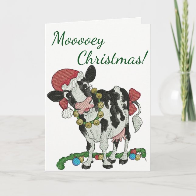 Mooey Noël ! Carte de Noël à thème vaches (Devant)
